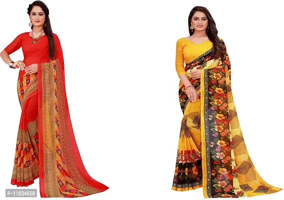 Beautiful Georgette Saree with Blouse Piece Pack Of 2-thumb0