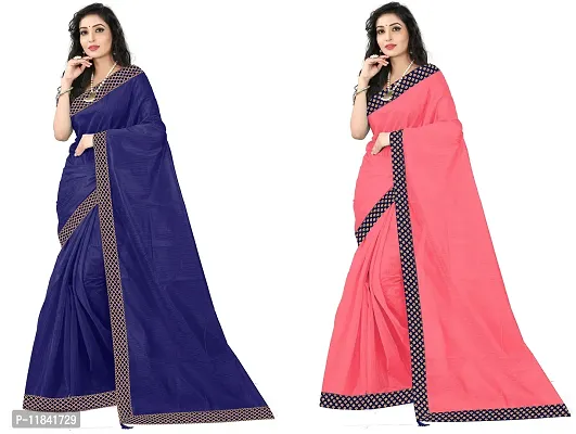 Beautiful Art Silk Saree With Blouse Piece Pack Of 2