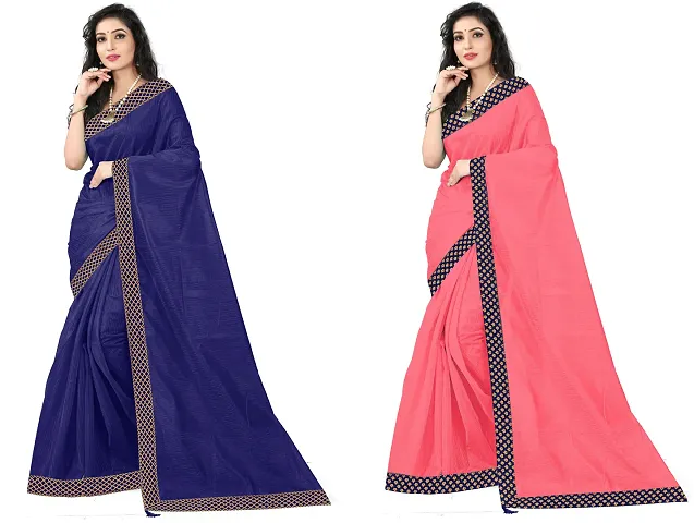 Stylish Fancy Art Silk Saree With Blouse Piece Combo For Women Pack Of 2