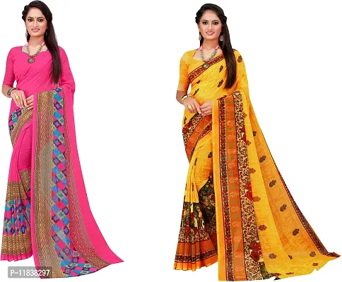 Beautiful Georgette Saree with Blouse Piece Pack Of 2