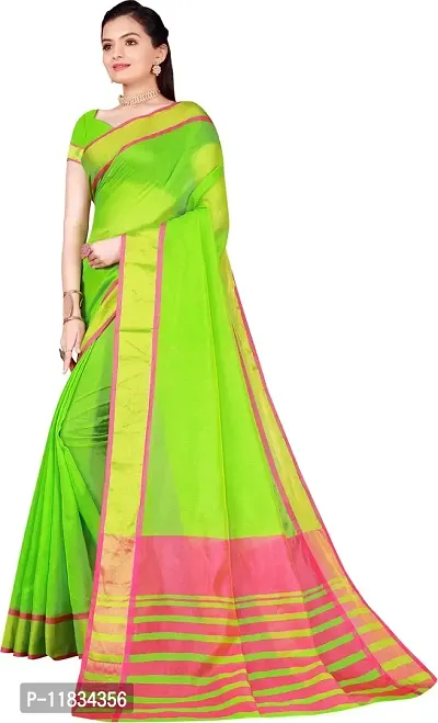 Beautiful Cotton Silk Saree with Blouse Piece-thumb2