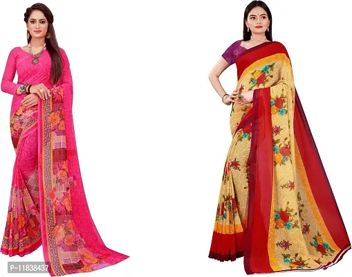 Beautiful Georgette Saree with Blouse Piece Pack Of 2-thumb0