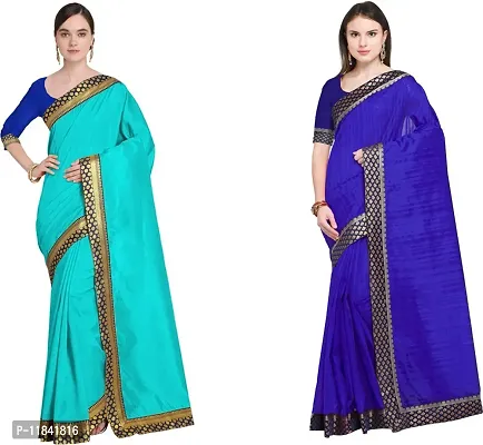 Beautiful Art Silk Saree With Blouse Piece Pack Of 2-thumb0