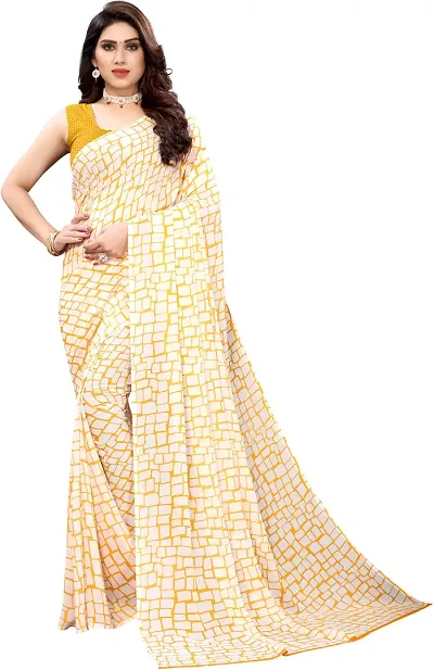 Spacekart Women's Dye Print Georgette Saree with Unstitched Blouse Piece