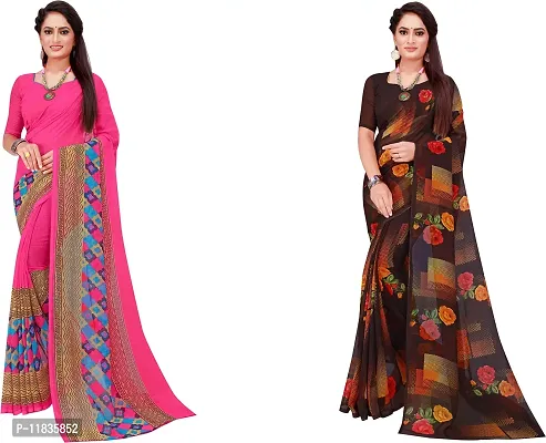 Beautiful Georgette Saree with Blouse Piece Pack Of 2-thumb0