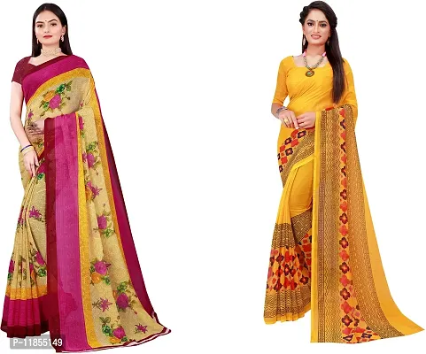 Beautiful Georgette Saree With Blouse Piece Pack Of 2