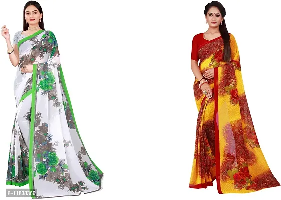 Beautiful Georgette Saree with Blouse Piece Pack Of 2