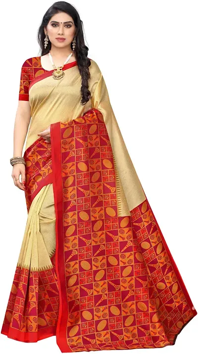 Beautiful Art Silk Saree with Blouse piece