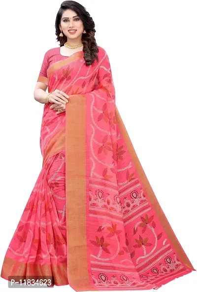 Beautiful Cotton Silk Saree with Blouse Piece-thumb0