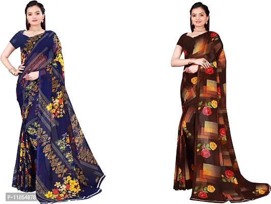 Beautiful Georgette Saree With Blouse Piece Pack Of 2-thumb0