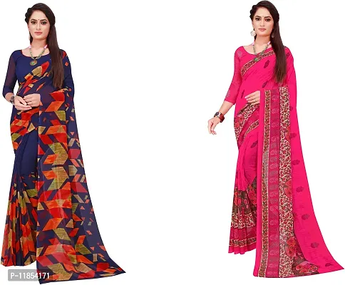 Beautiful Georgette Saree With Blouse Piece Pack Of 2