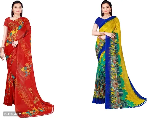 Beautiful Georgette Saree With Blouse Piece Pack Of 2-thumb0