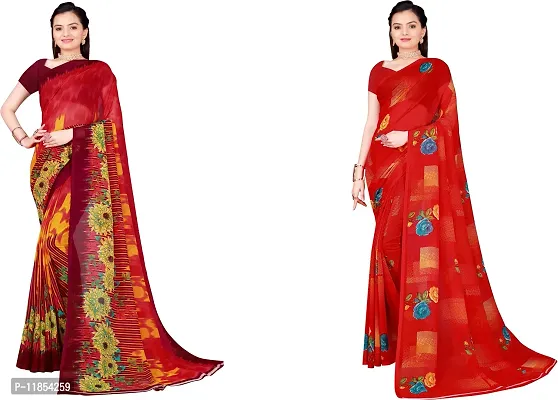 Beautiful Georgette Saree With Blouse Piece Pack Of 2