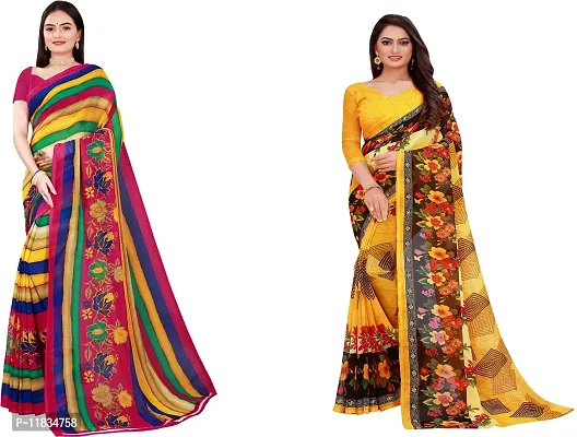 Beautiful Georgette Saree with Blouse Piece Pack Of 2-thumb0