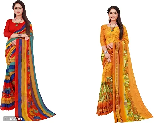 Beautiful Georgette Saree with Blouse Piece Pack Of 2-thumb0