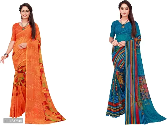 Beautiful Georgette Saree with Blouse Piece Pack Of 2-thumb0