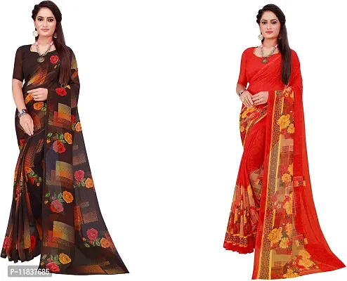 Beautiful Georgette Saree with Blouse Piece Pack Of 2-thumb0