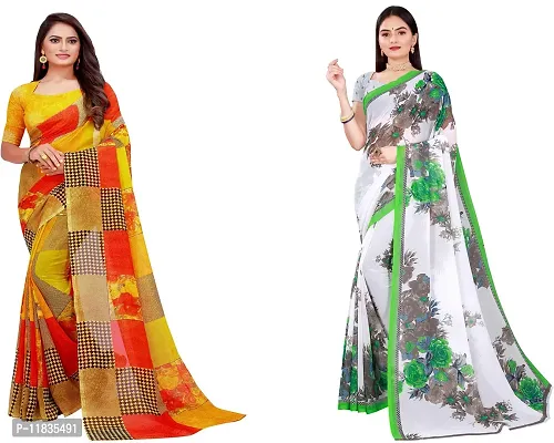 Beautiful Georgette Saree with Blouse Piece Pack Of 2-thumb0