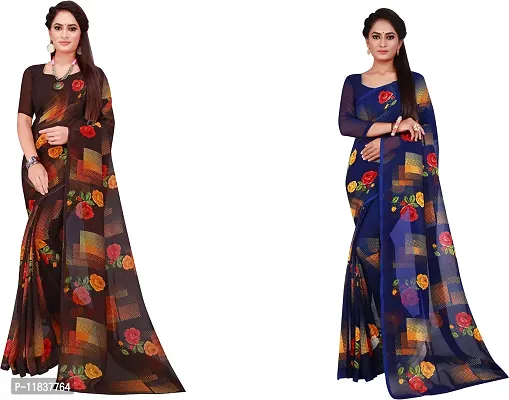 Beautiful Georgette Saree with Blouse Piece Pack Of 2