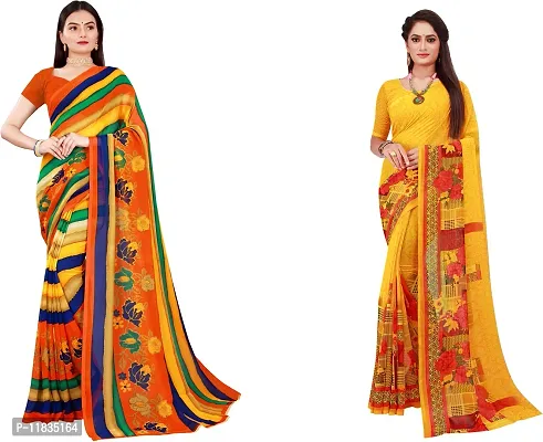 Beautiful Georgette Saree with Blouse Piece Pack Of 2-thumb0