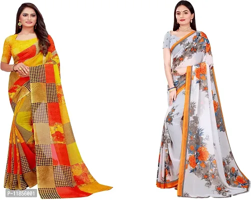 Beautiful Georgette Saree With Blouse Piece Pack Of 2-thumb0