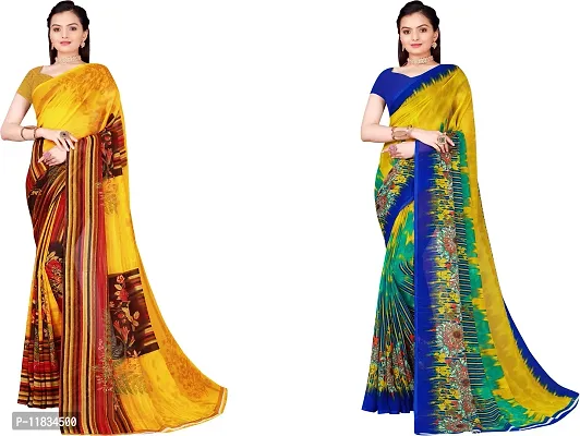 Beautiful Georgette Saree with Blouse Piece Pack Of 2-thumb0