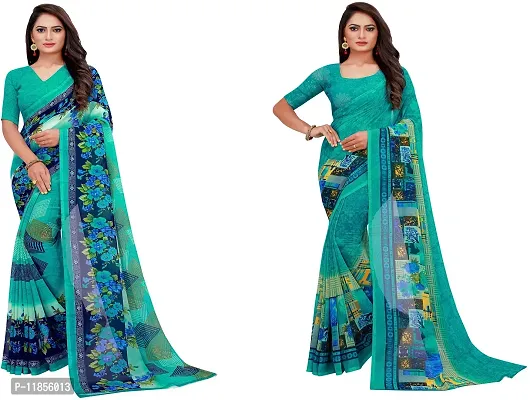 Beautiful Georgette Saree With Blouse Piece Pack Of 2