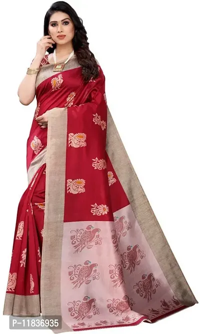 Beautiful Art Silk Saree with Blouse Piece-thumb0