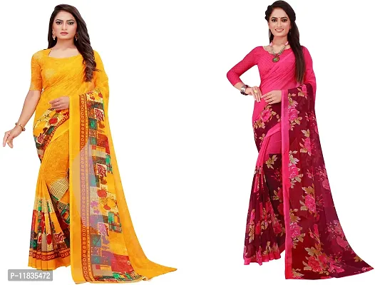 Beautiful Georgette Saree with Blouse Piece Pack Of 2