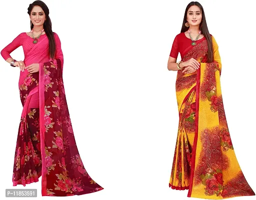 Beautiful Georgette Saree With Blouse Piece Pack Of 2