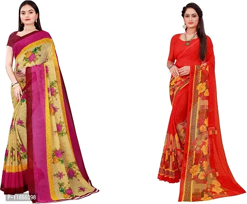 Beautiful Georgette Saree With Blouse Piece Pack Of 2-thumb0