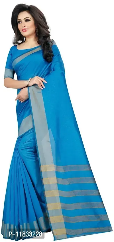 Beautiful Cotton Silk Saree with Blouse Piece-thumb2