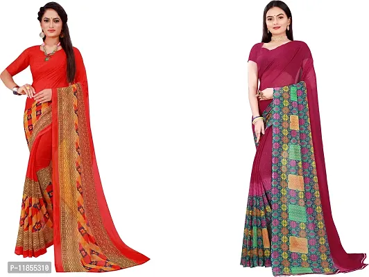 Beautiful Georgette Saree With Blouse Piece Pack Of 2