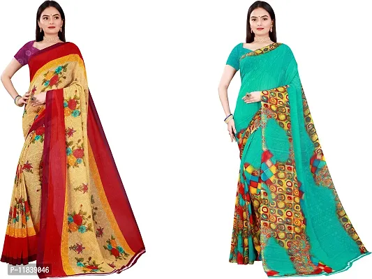 Beautiful Georgette Saree with Blouse Piece Pack Of 2-thumb0