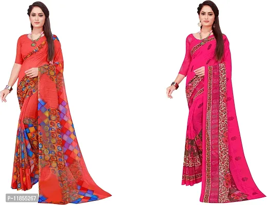 Beautiful Georgette Saree With Blouse Piece Pack Of 2-thumb0