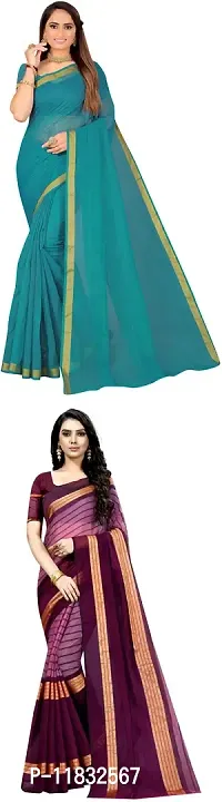 Beautiful Art Silk Saree with Blouse Piece Pack Of 2