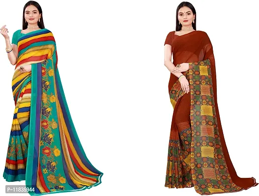 Beautiful Georgette Saree with Blouse Piece Pack Of 2-thumb0