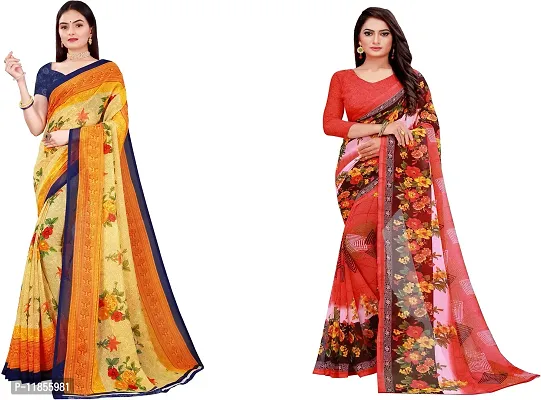 Beautiful Georgette Saree With Blouse Piece Pack Of 2-thumb0