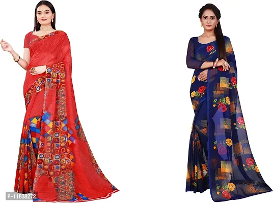 Beautiful Georgette Saree with Blouse Piece Pack Of 2