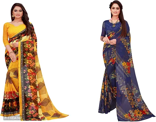 Beautiful Georgette Saree with Blouse Piece Pack Of 2-thumb0