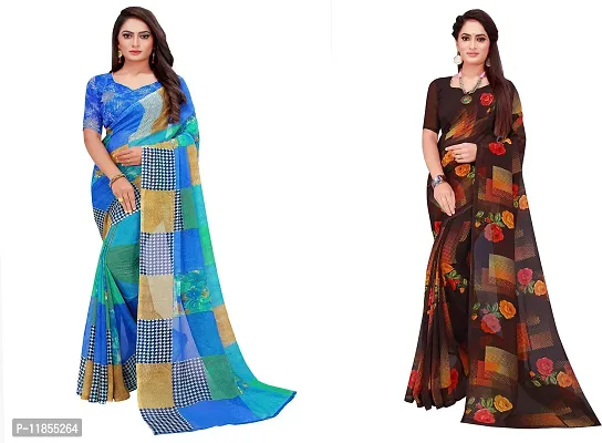 Beautiful Georgette Saree With Blouse Piece Pack Of 2-thumb0