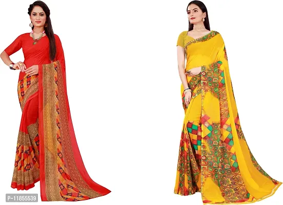 Beautiful Georgette Saree With Blouse Piece Pack Of 2