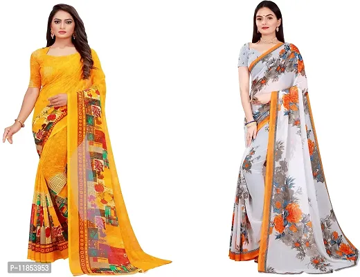 Beautiful Georgette Saree With Blouse Piece Pack Of 2-thumb0