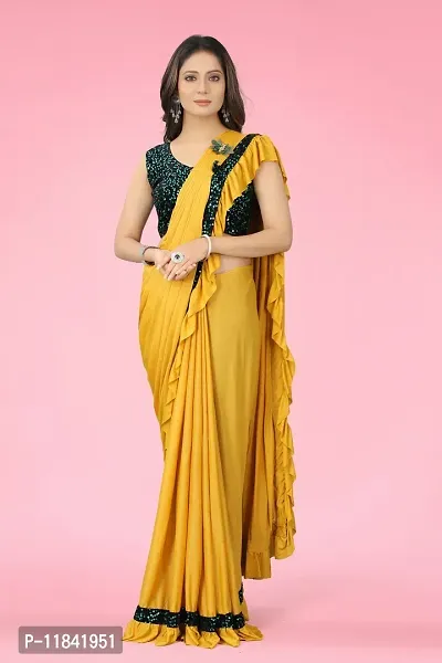 Beautiful Cotton Blend Saree with Blouse piece-thumb0