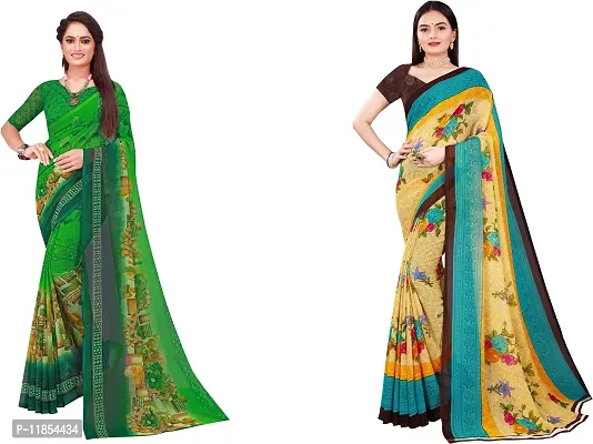 Beautiful Georgette Saree With Blouse Piece Pack Of 2