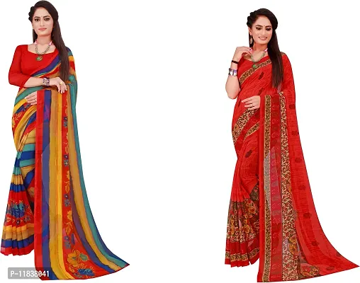 Beautiful Georgette Saree with Blouse Piece Pack Of 2