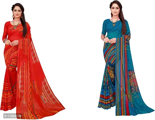 Beautiful Georgette Saree With Blouse Piece Pack Of 2