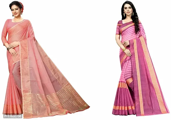 Beautiful Art Silk Saree with Blouse Piece Pack Of 2-thumb0