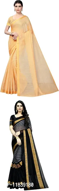 Beautiful Art Silk Saree With Blouse Piece Pack Of 2