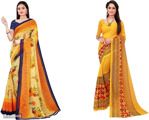 Beautiful Georgette Saree with Blouse Piece Pack Of 2-thumb0